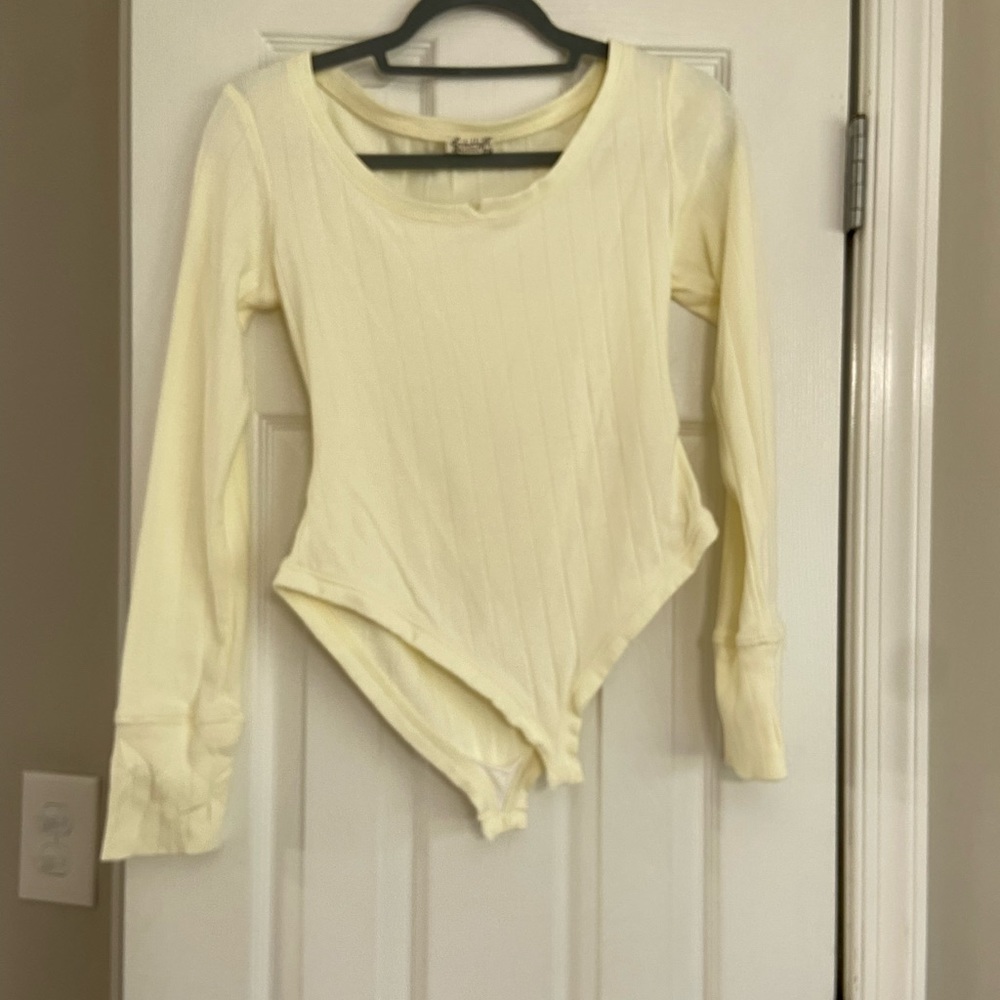 Free People Pale yellow Bodysuit